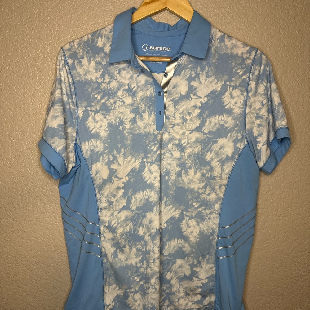 Sunice Sky Blue and White Men's Polo
